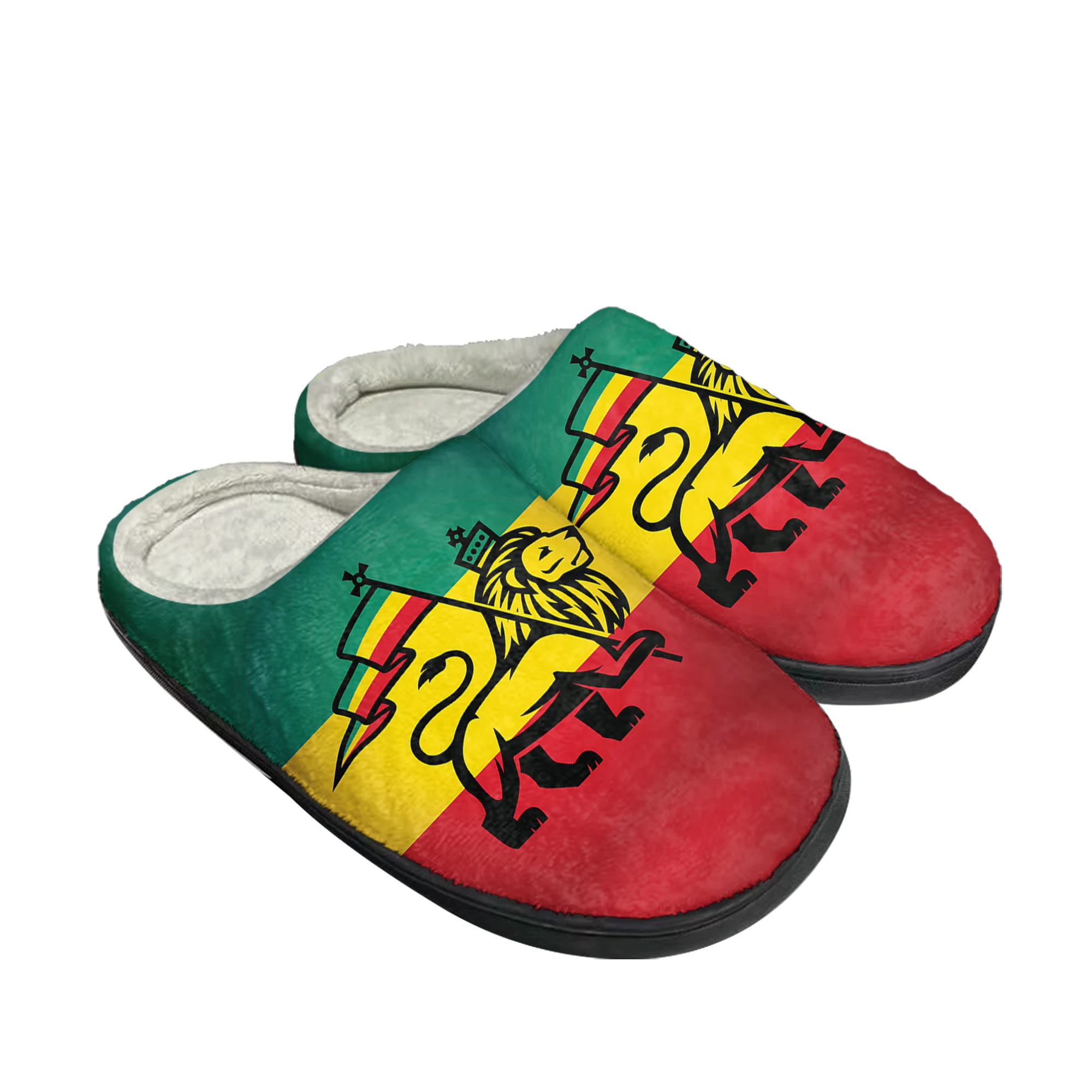 Reggae Rastafarian Rasta Rastafari Leone di Giuda Pantofole personalizzate in cotone per la casa Sandali da donna per uomo Peluche Casual Mantieni calde le scarpe