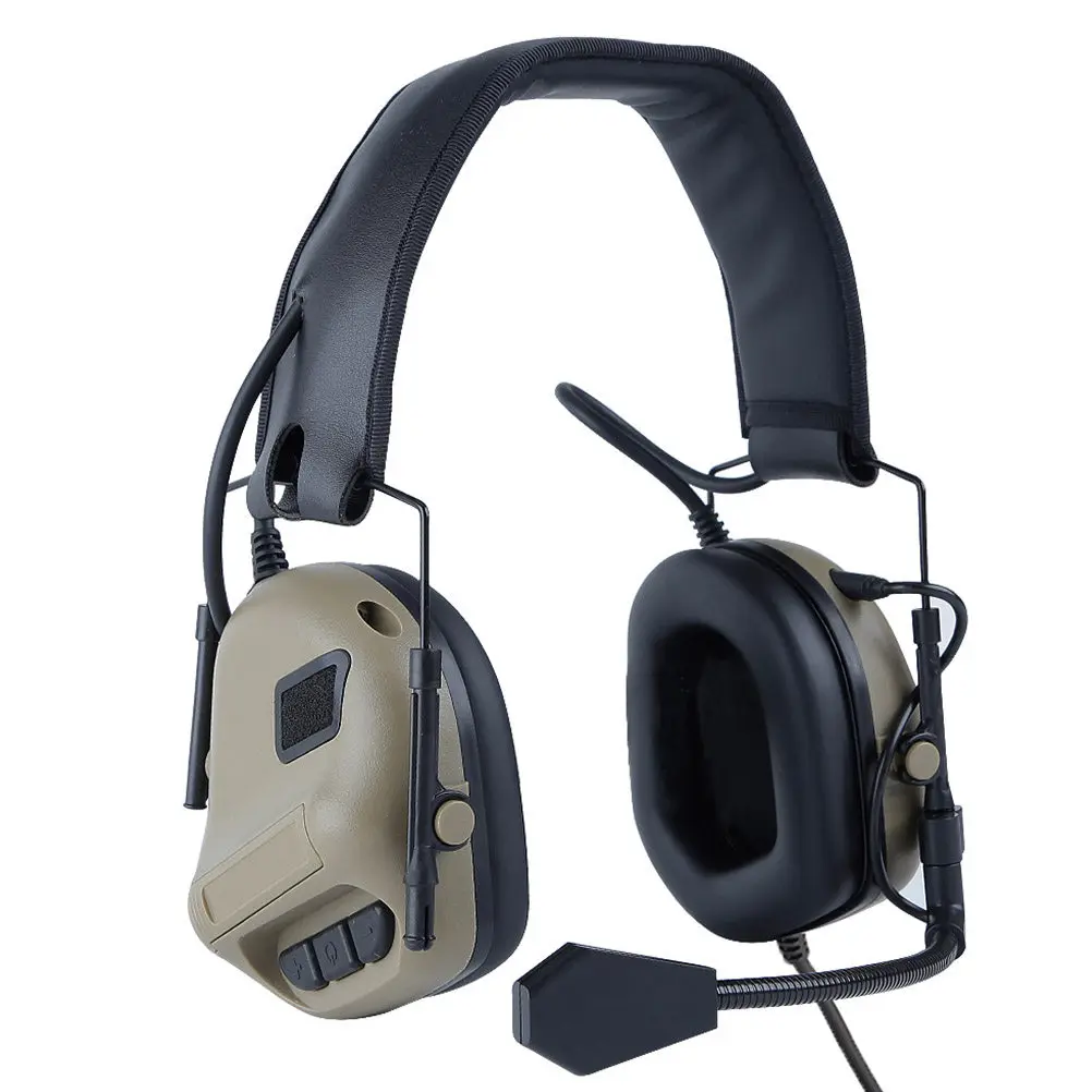

Tactical Electronic Shooting Headset Adjustable 54-62Cm No Noise Canceling Walkie Headphone Hunting Team Training