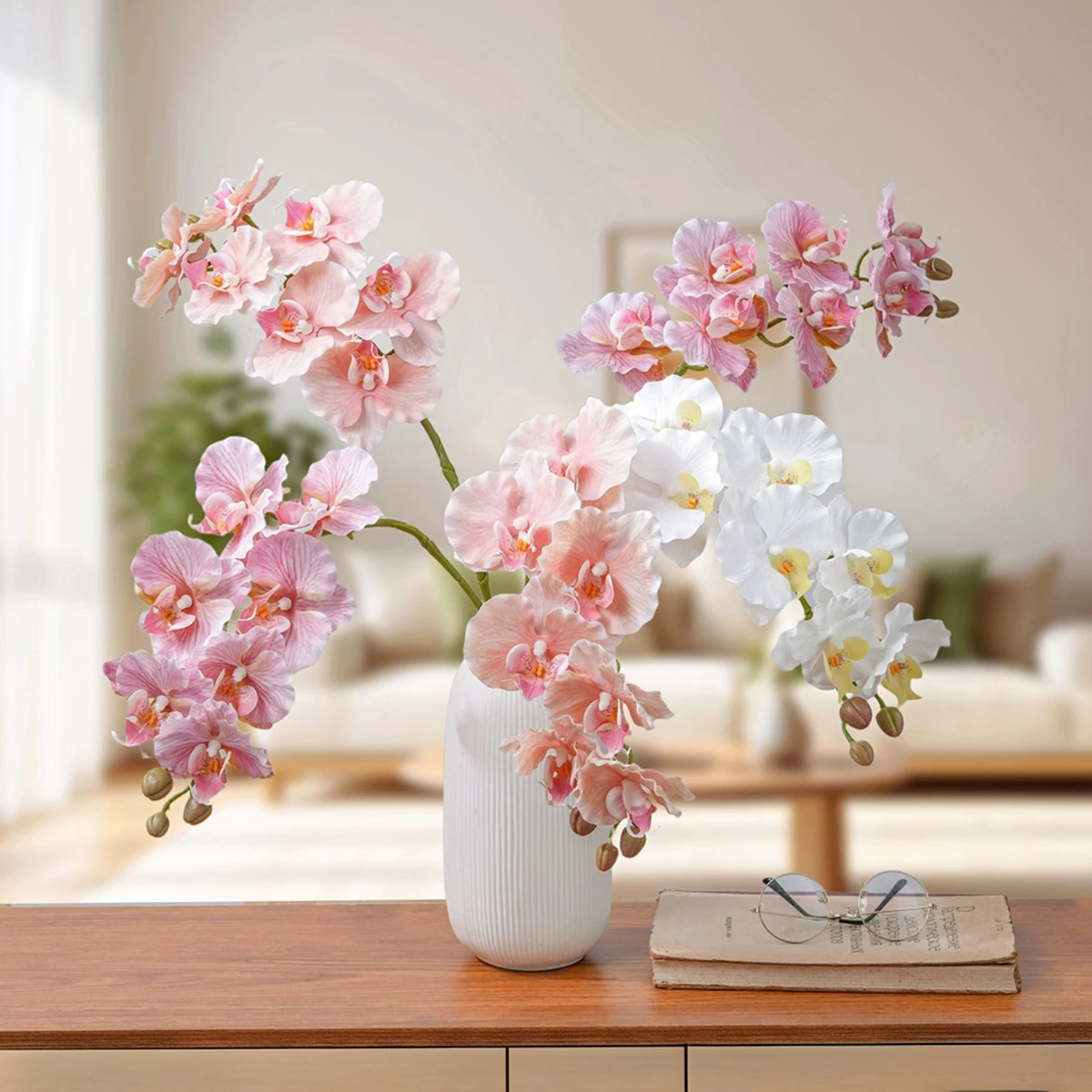 

7-Head Film Butterfly Orchid Artificial Flowers for Festival Party Wedding Decorations Fake Flowers for Home Garden
