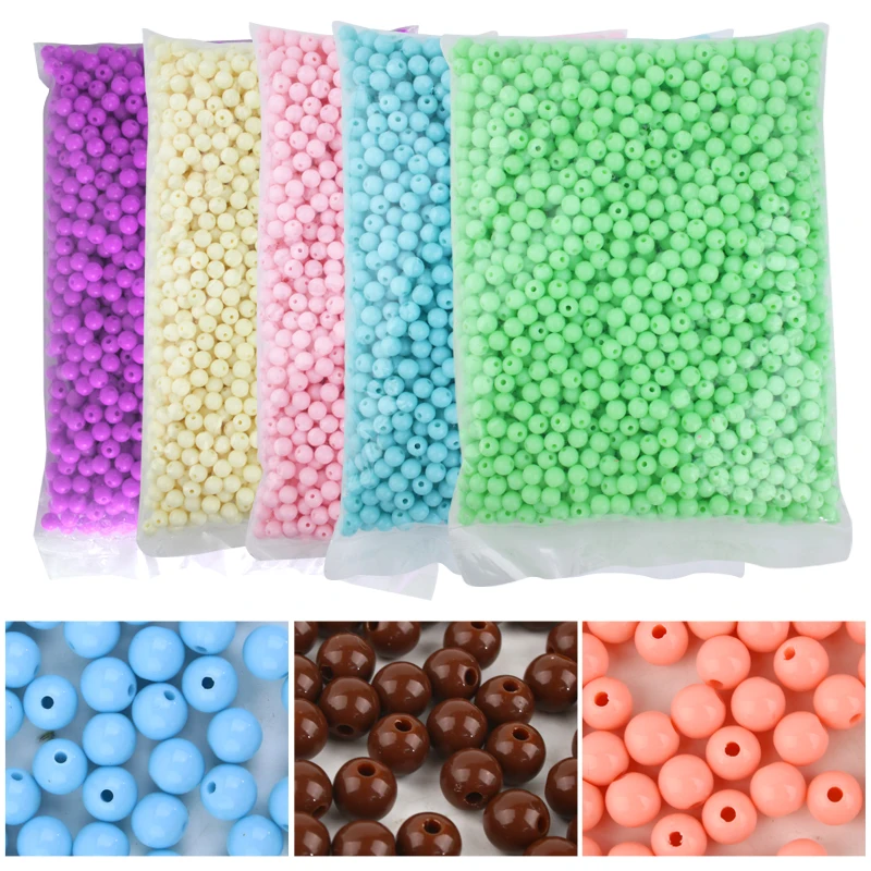 Candy Color Acrylic Round Beads 6mm 8mm 10mm Loose Balls Spacer beads for needlework & Jewelry Making