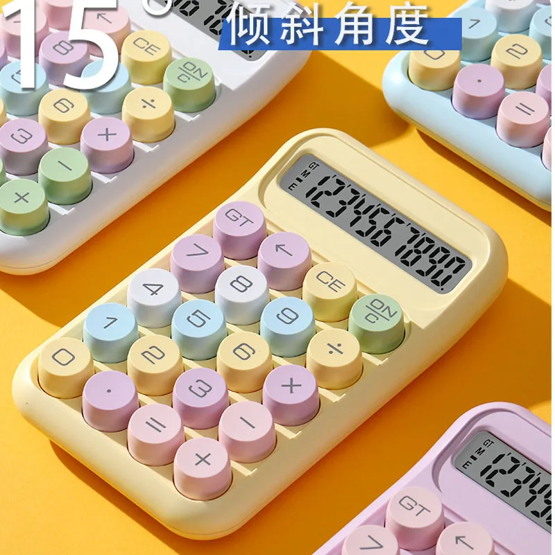 Candy Color Portable Calculators Large Display Mechanical Dot Keyboard Back To School Supplies Students/Finance Stationery