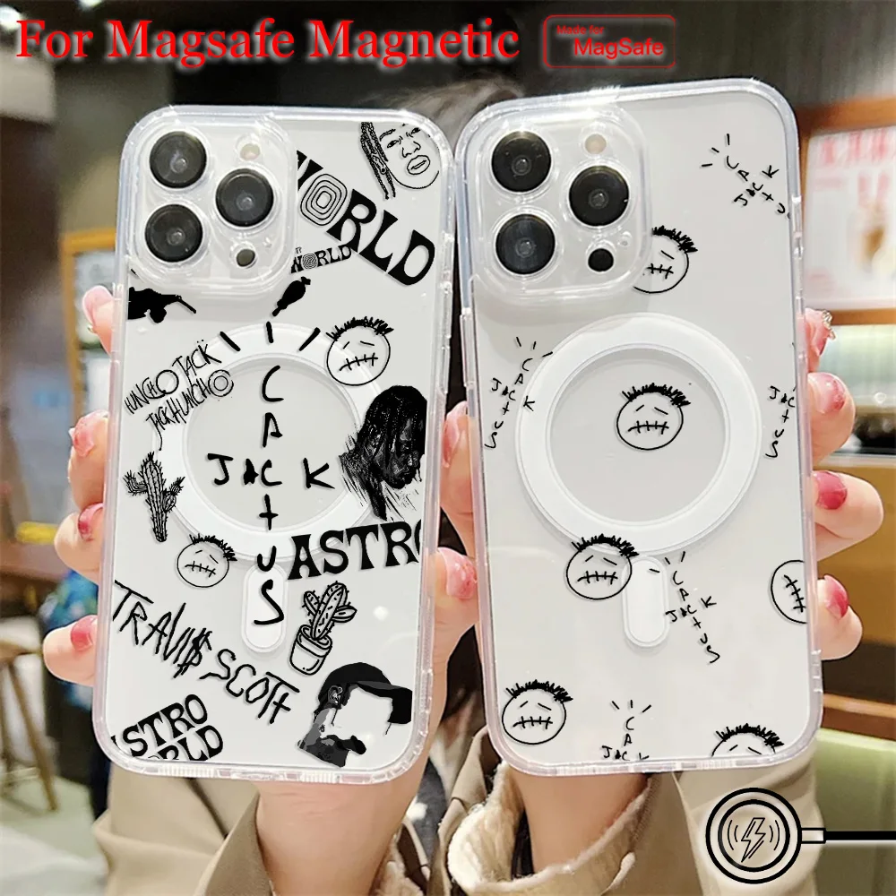 Luxury Travis Scott Cactus Jack Magsafe Magnetic Phone Case for iPhone 16 15 14 13 12 11 8 7 Plus Pro Max X XR Soft Clear Cover