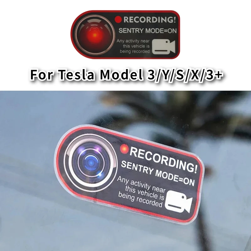 

Warning Sticker for Tesla Model 3 Y/X/S Anti Theft Sticker Warning Decoration Vehicle Doors 4.33inch Recorder Car Accessories