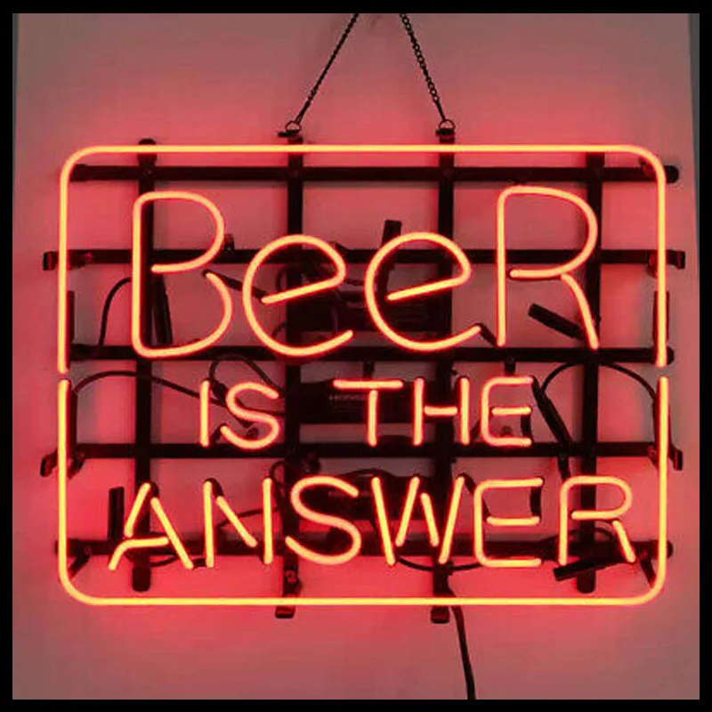 

Neon Sign Beer Is the Answer Neon Light Sign Beer Bar Pub Wall Hanging Decoration Lamp for Wall Room Decor Glass Tubes Handcraft