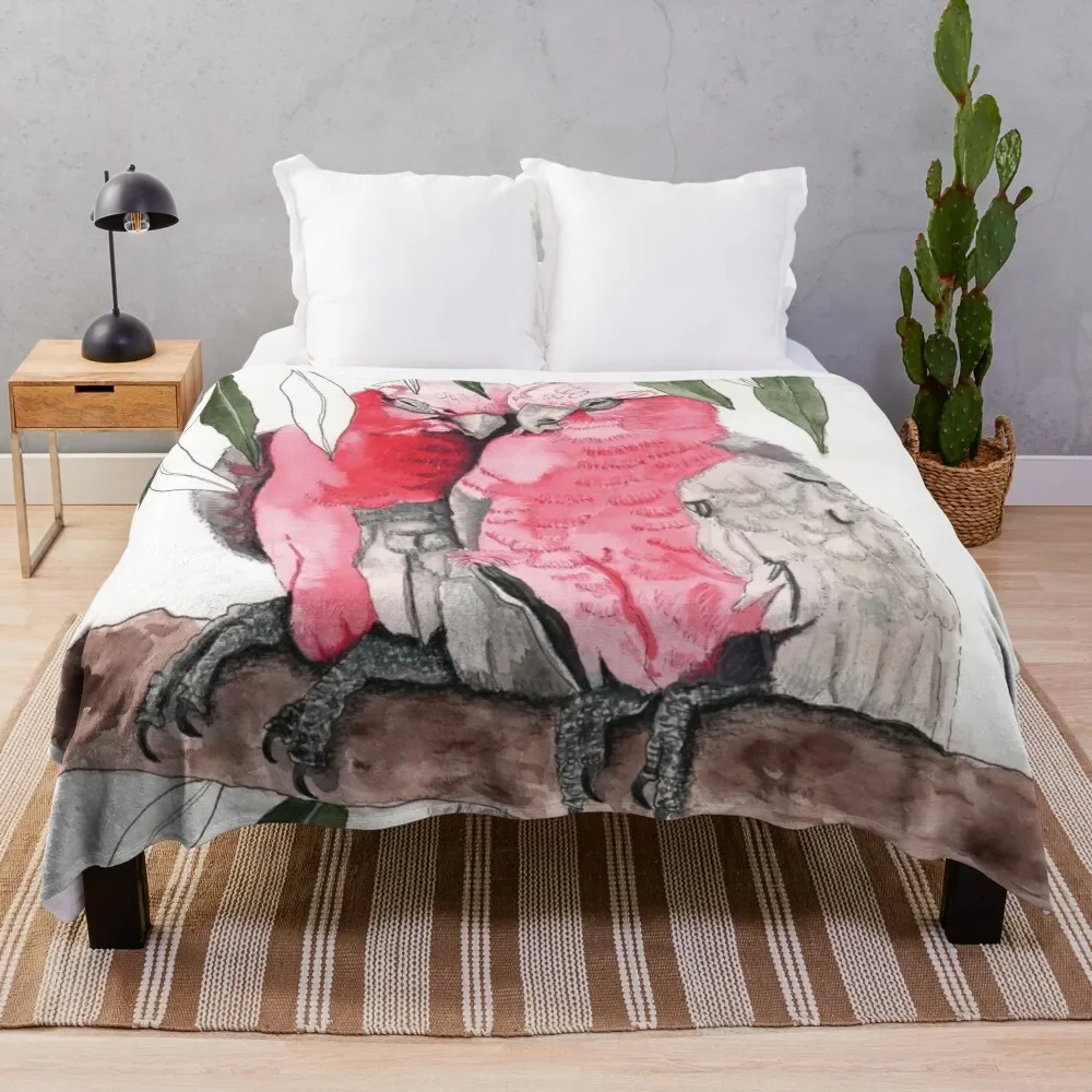 

Galahs Pair Pink Australian Birds Eucalyptus Throw Blanket No Pilling Soft Warm Blanket for Bed