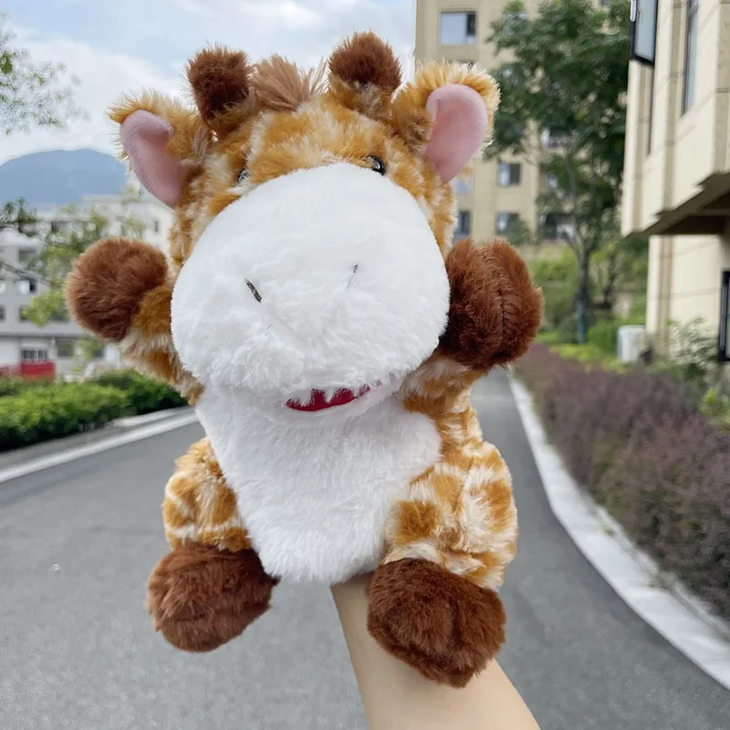 New Plush Toy Mouth Opening Dog Animal Glove Lion Tiger Elephant Kindergarten Storytelling prop Gift T3