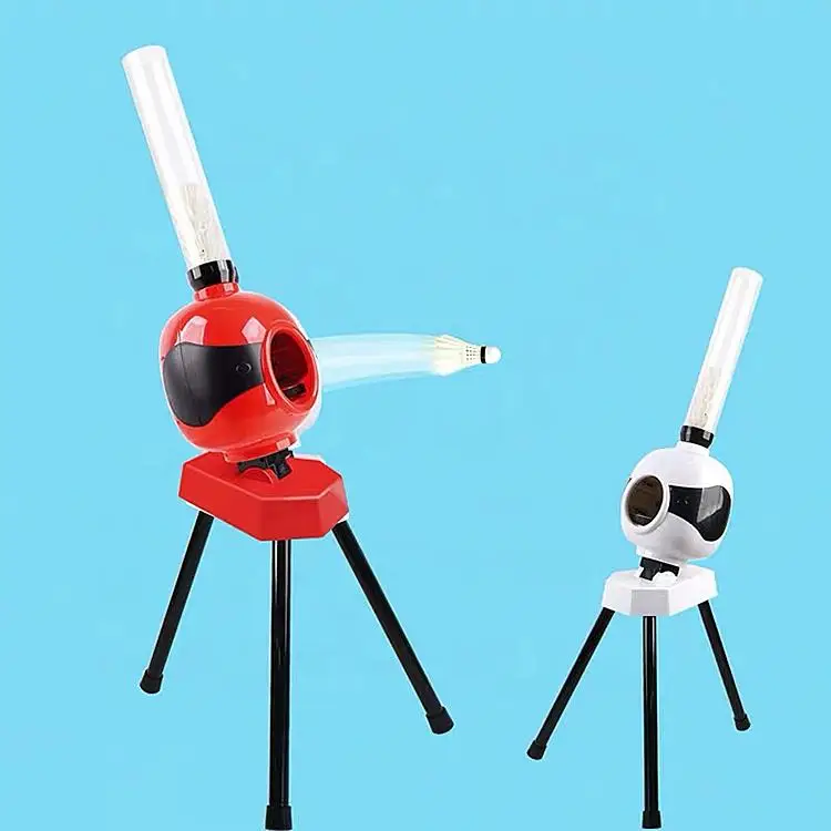 Wholesale Short Triangle Stand Automatic Launcher Sports Toy With Adaptor Badminton Serve Machine Can Hold 50 Badminton Balls