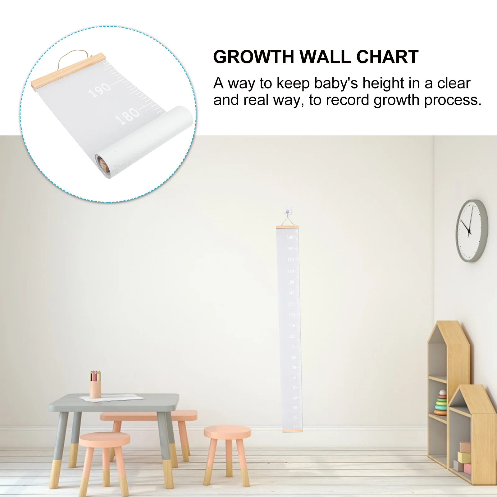 Children's Room Hanging Ruler Wall Stickers for Height Measurement Tape Boy Growth Chart Toddler Detachable