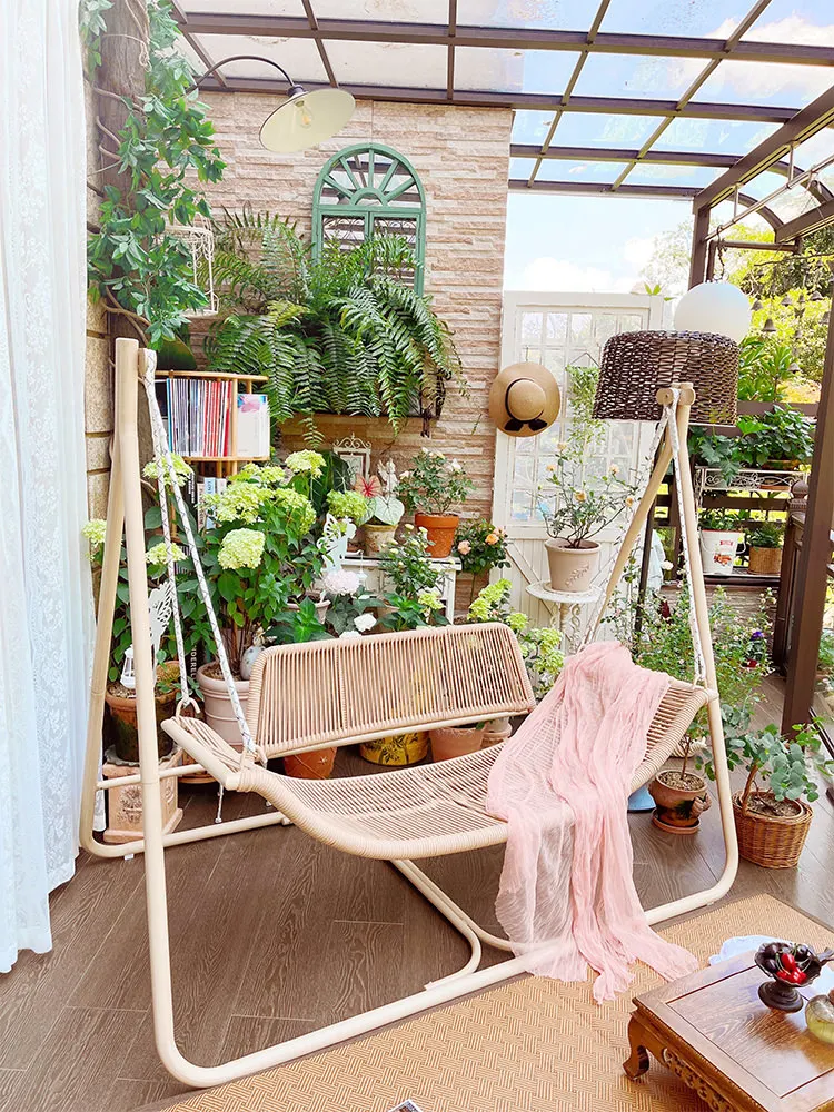 

Purple sandalwood flower outdoor swing courtyard swing outdoor double hammock small courtyard internet famous garden swing