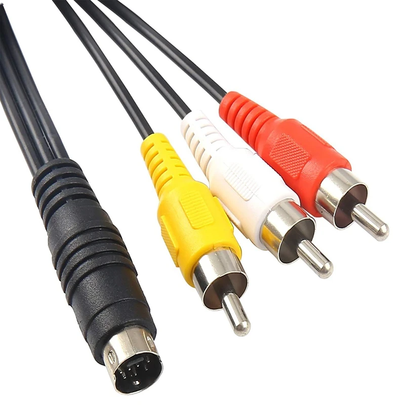 Câble vidéo composite RVB, Mini DIN S-Vidéo 4 broches vers 3 RCA Câble vidéo composite 3 RCA 1.5m