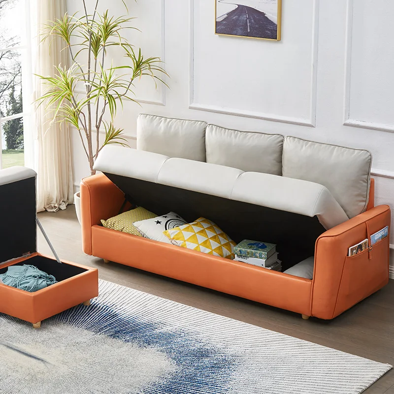 

Storage Waterproof Sofa Large Square Combination Cushion Leather Sofa Loveseat European Muebles Para Salas Modernos Furniture