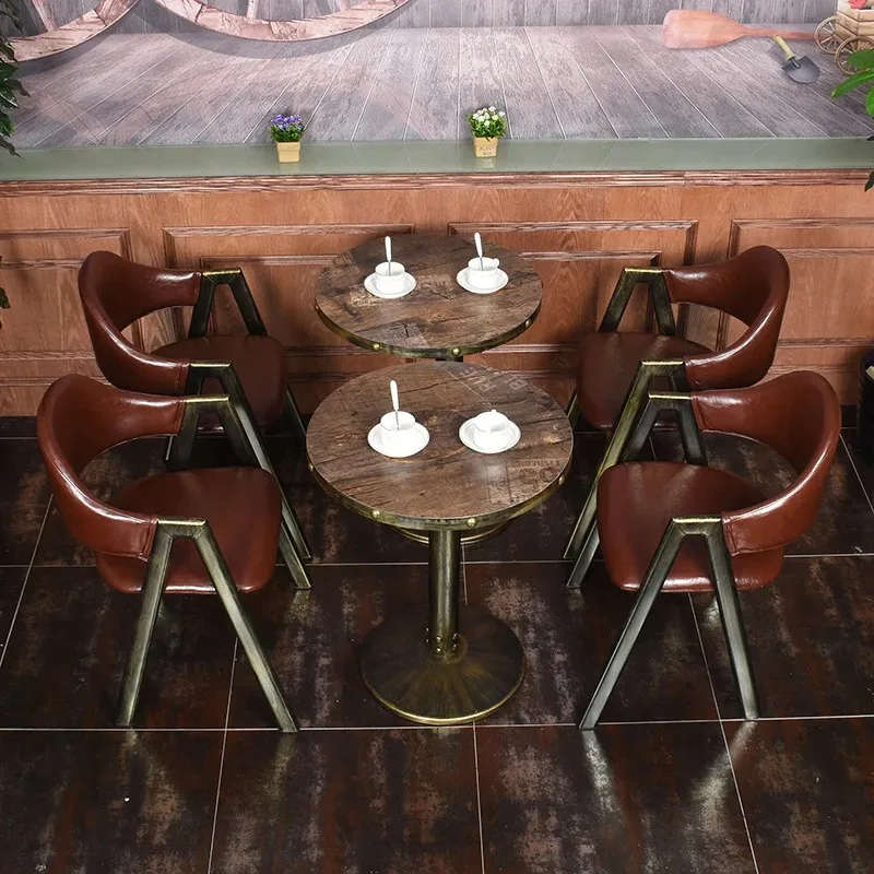 

cafe tables and chairs desserts milk tea shop retro tables and chairs moisture-proof and anti-corrosion dining table chairs