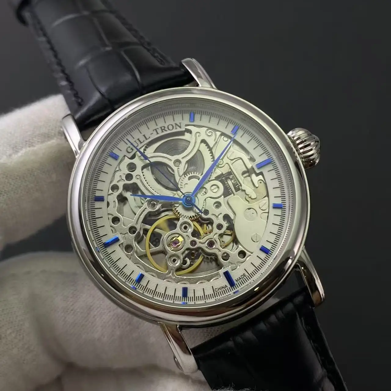 Мужские автоматические часы Gull Tron, модные механические наручные часы 38 мм, скелетонизированный циферблат, сапфировое зеркало, светящееся ST1601