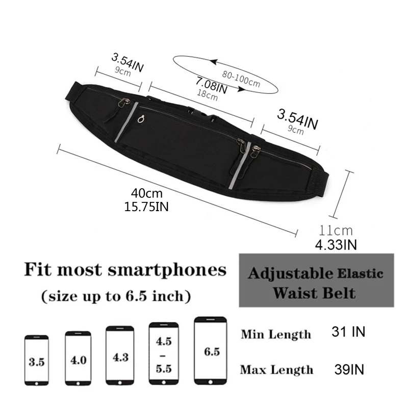 E74B Thể Thao Chạy Túi Chạy Dây Túi Thắt Lưng Túi Có Thể Điều Chỉnh Hông Nữ Dành Cho Điện Thoại Thông Minh Chống Mồ Hôi Tập Eo