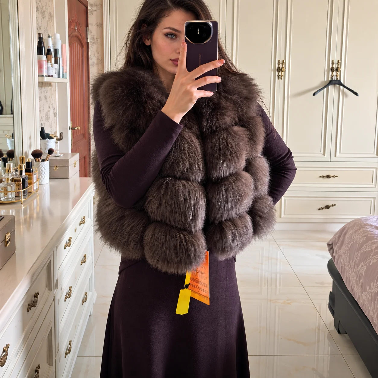 BFFUR Real Fox Fur Coat Winter Women Fashion Warm Natural Genuine Fox Fur Vest Lurxury Fully Fur Short Waistcoat Jackets