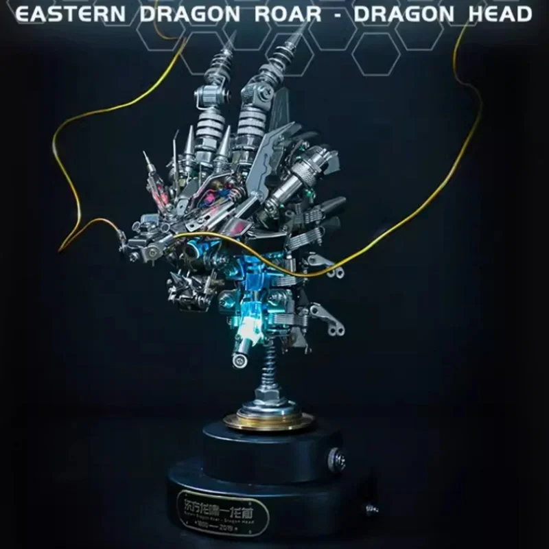 3D Puzzle Dragon Head Metal Model Building Kits for Adults Mechanical Animals Jigsaw DIY Assembly Toy Children Gifts