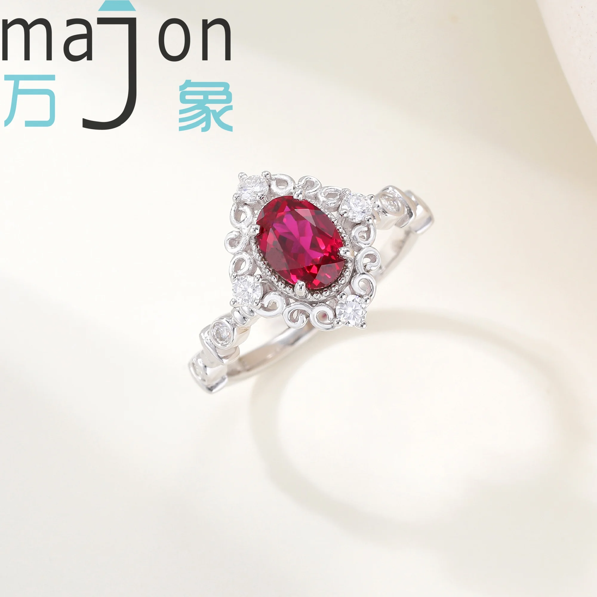 Vintage Style Oval Shape Lab Grown Ruby S925 Silver Ring For Women Daily Wear Jewelry Free Shipping