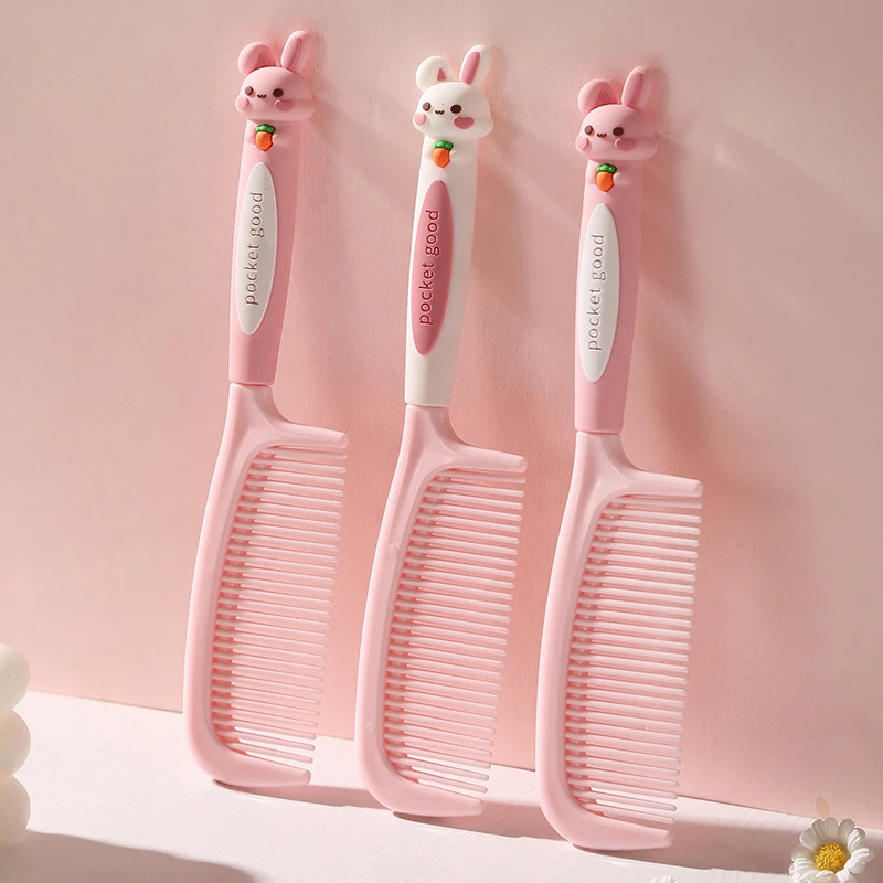 

Cartoon Hairdressing Comb Women Student Hair Smoothing Comb Girl Heart Cute Rabbit Handle Hair Comb For Children's Home Use