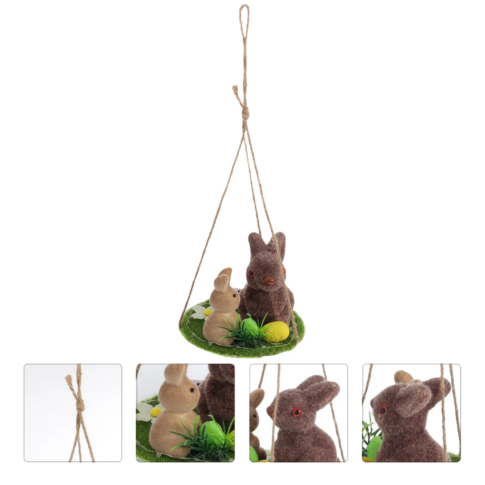 

Hanging Basket Bunny Decor Colorful Rabbit Adornment Photography Prop Wedding Party Desktop Ornament Flocking Bunny Adornment