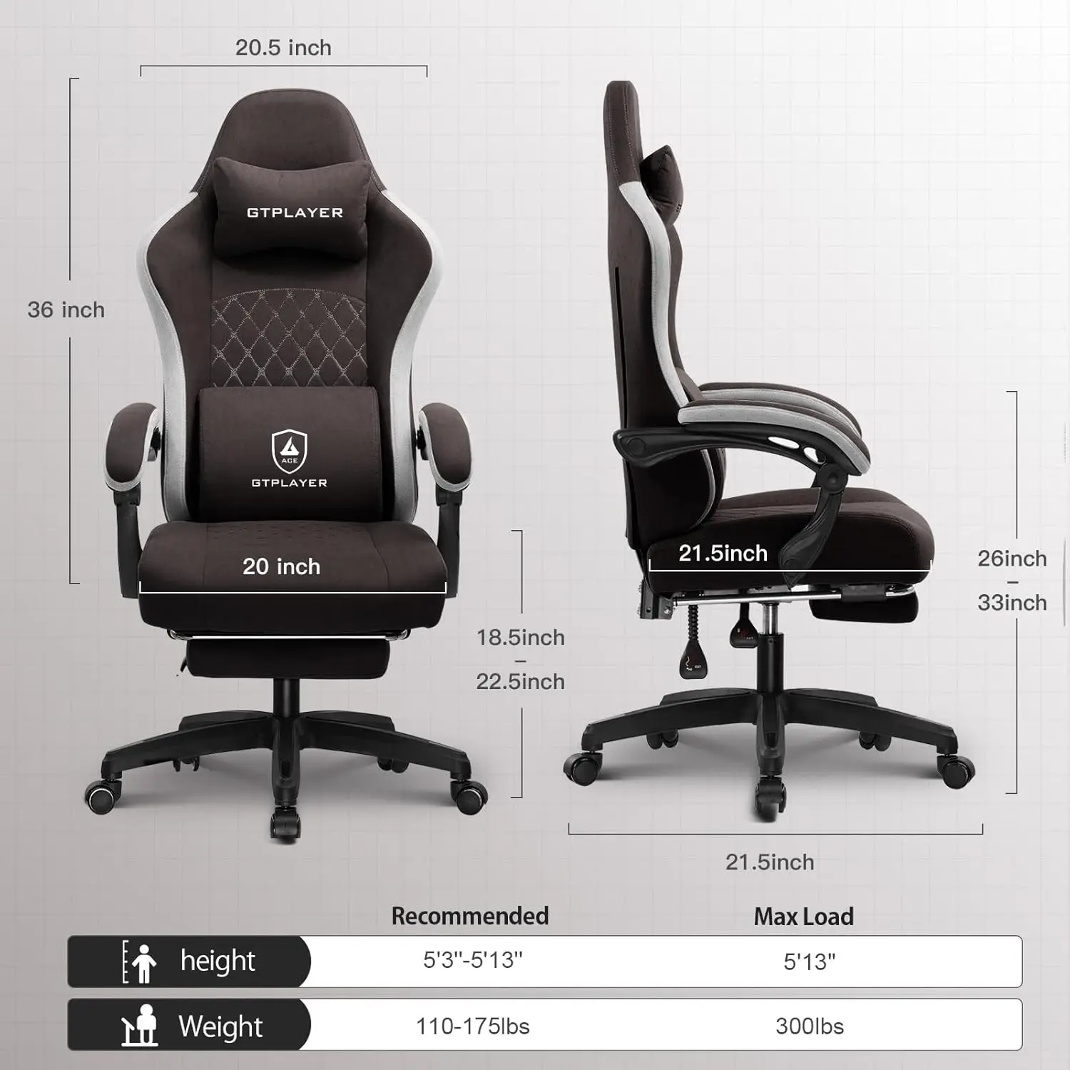 Chair, Computer Office Chair with Pocket Spring Cushion, Linkage Armrests and Footrest, High Back Ergonomic Computer Chair