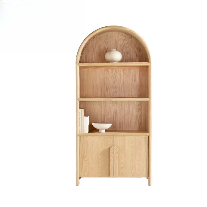 

Bookshelf shelf side solid wood locker, modern design retro storage open bookshelf