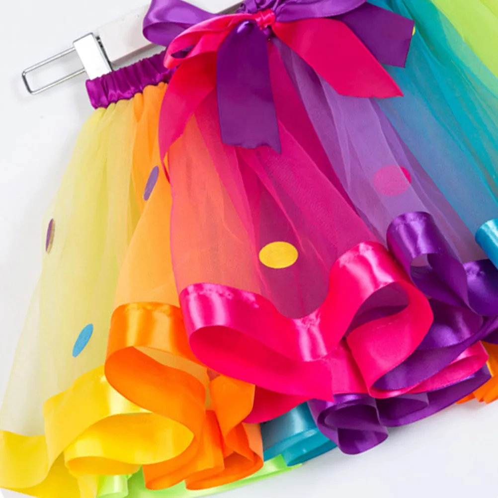 

Elastic Waist Rainbow Tulle Skirt for Children Festival Carnival Party Outfit Ballet Dance Wear Cute Tutu Style Dress Up