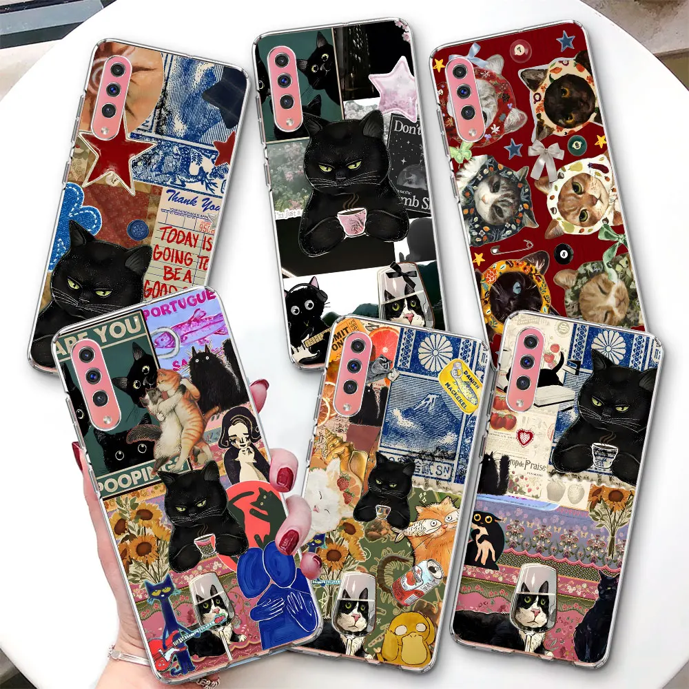 Funny Cat Pattern Collage Case for Samsung Galaxy A06 A07 A50 A50s A05s A20 A30 A05 A20s A30s A02s TPU Transparent Phone Cover