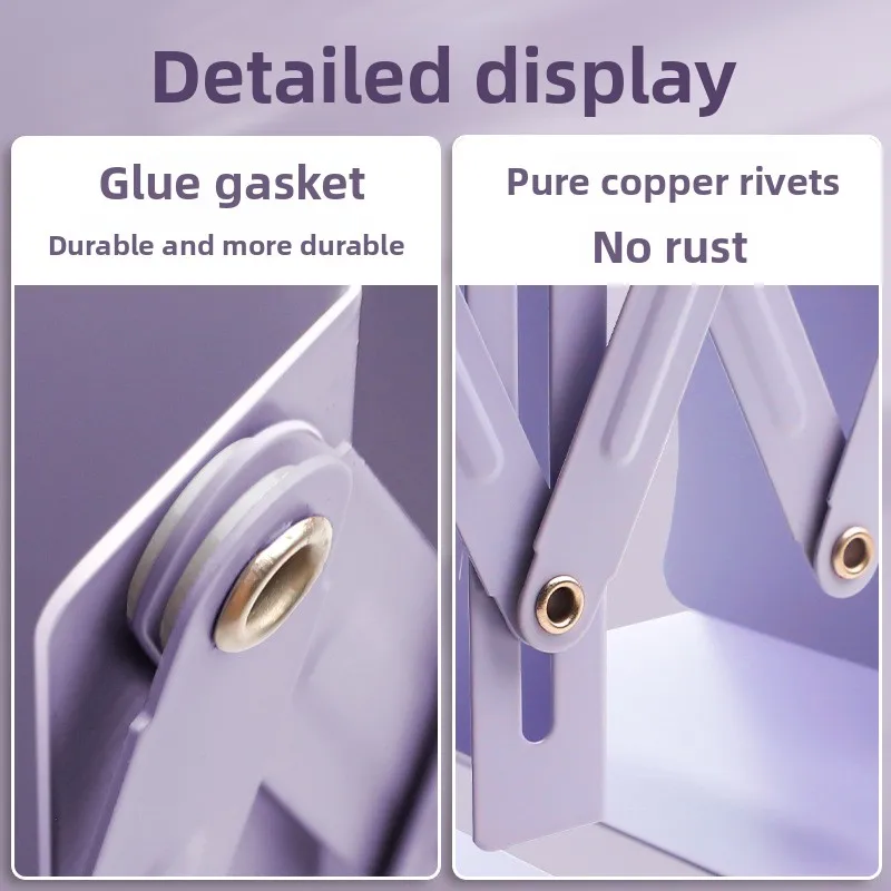 Desktop retractable bookshelf, foldable book stand, classroom book storage rack with fixed book clip