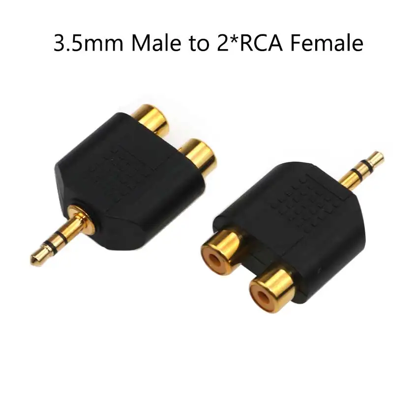 YuXi 1pc 3.5mm Audio Stereo Jack Female To 2 RCA Male Audio Jack Connector Adapter Converter for Speaker Power Amplifier