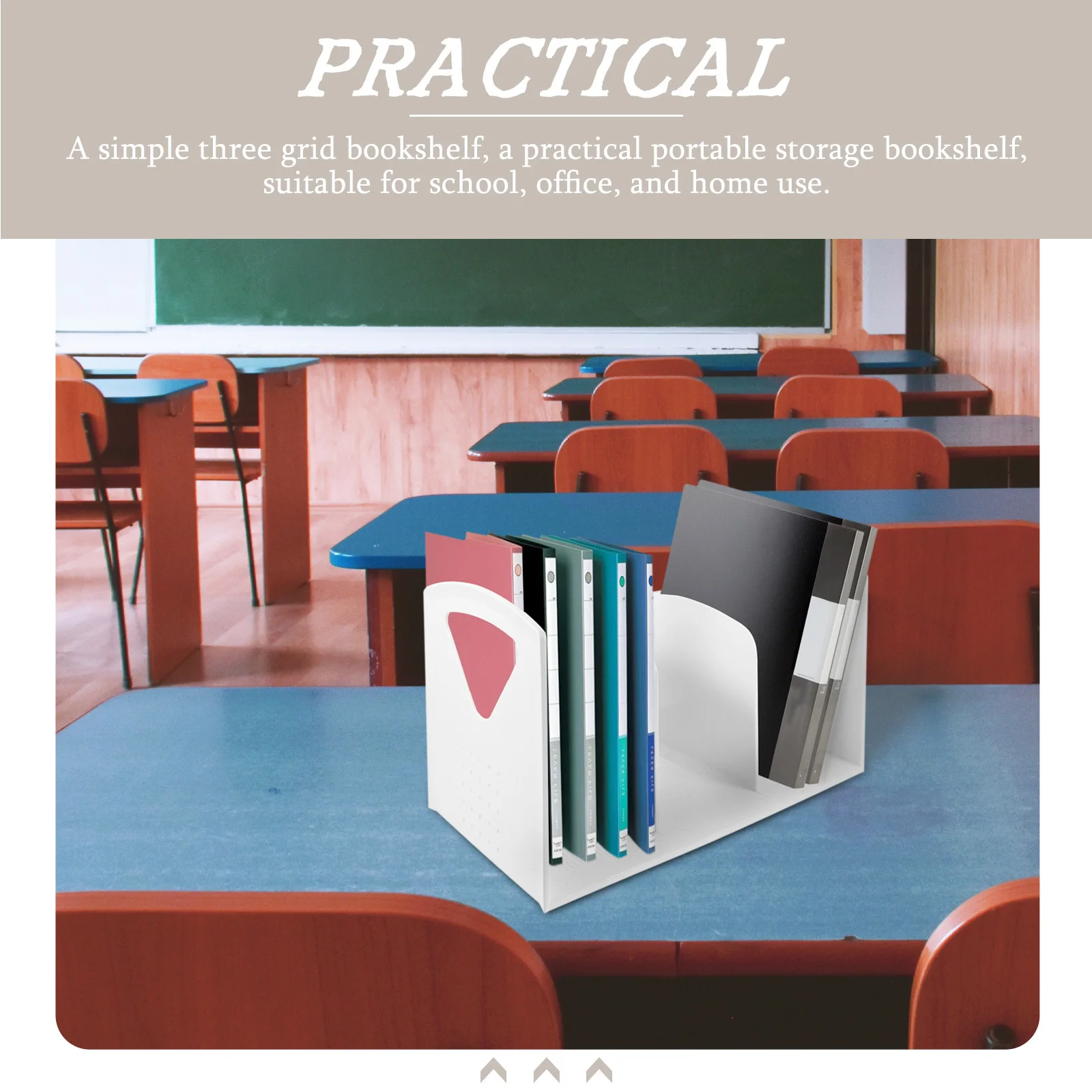 رف كتب أبيض محمول مبتكر، سعة كبيرة، سهل التخزين، قوي لا يتشوه، سطح أملس، منظم سطح مكتب مثالي للمدرسة