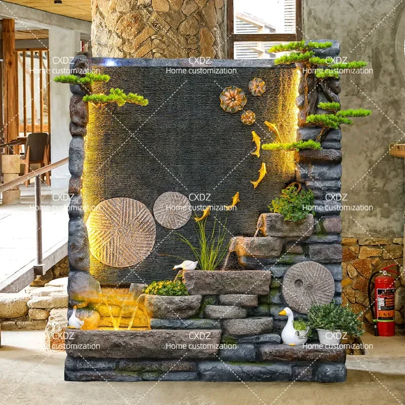 Outdoor Wall Water Feature Large Water Curtain Fountain for Villa Courtyard Yard Landscape Decoration Flowing Water Ornament