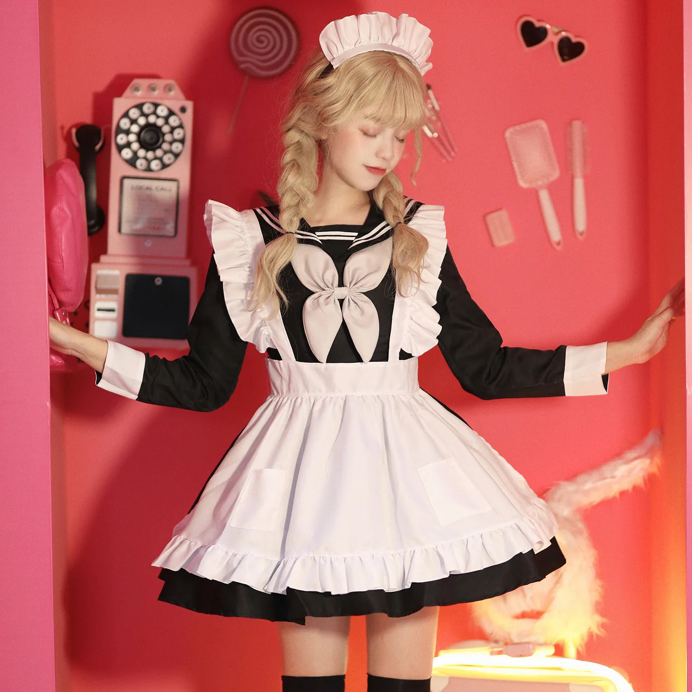 Japanese sailor uniform super cute maid dress women's big brother COSPALY performance dress long sleeve maid dress woman