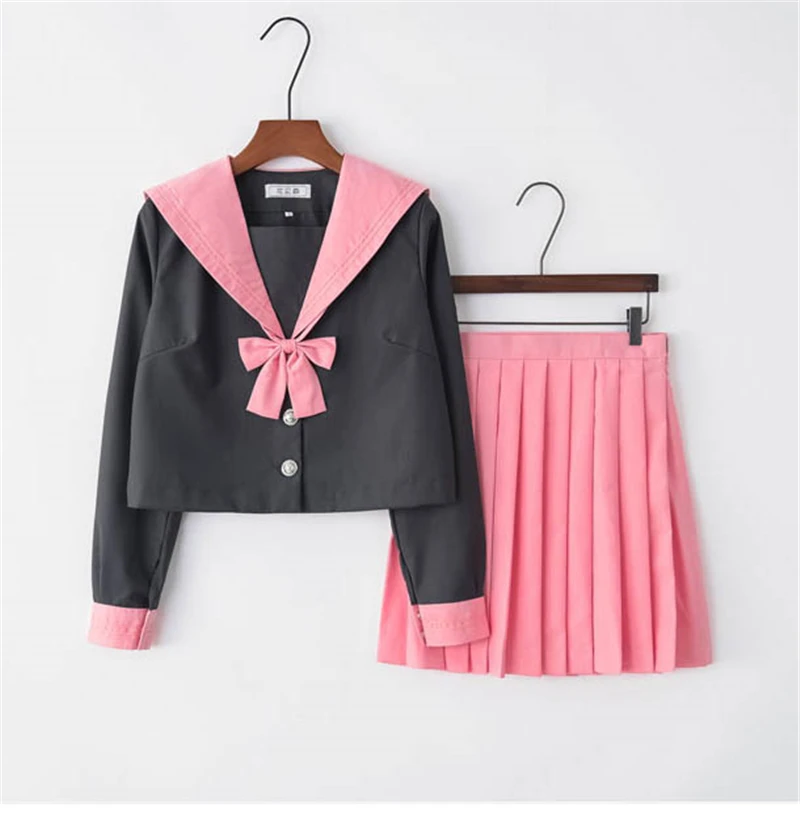 Preppy Style School Japanese Girls JK Uniform Anime Cosplay Suits Chorus Performance Women uniformi scolastiche a maniche corte rosa 2XL