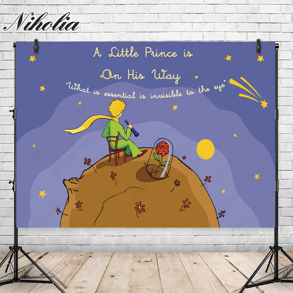 Niholia Little Prince Photo Backdrop For Kids Happy Birthday Party Space Photography Background Custom Decor Banner Props