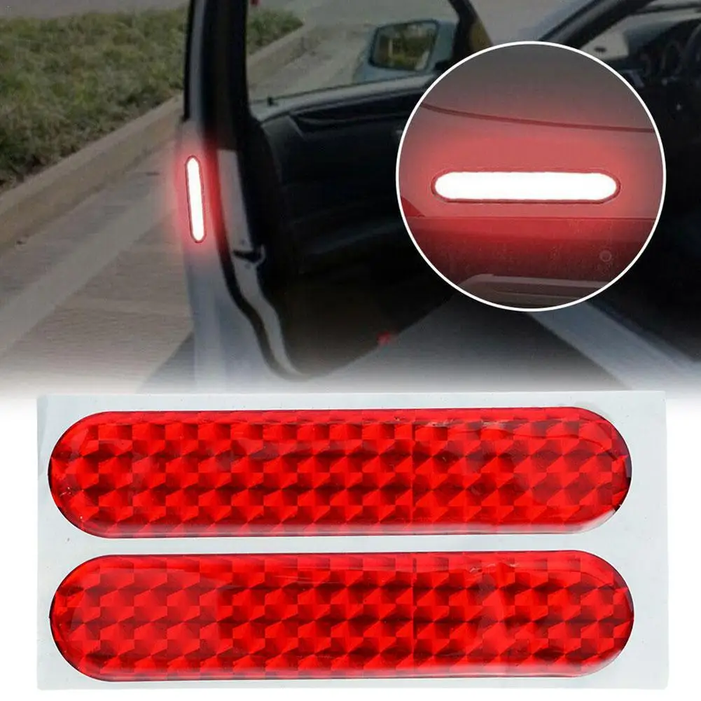 2pcs Car Reflective Sticker Car Door Stickers Decal Warning Reflective Tape Strips Safety Mark Auto Reflector Stickers