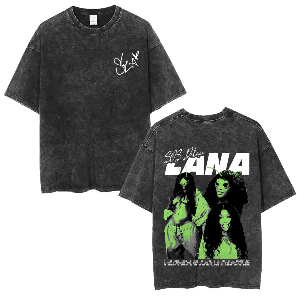 Washed Vintage Rapper SZA How Can I Snooze and Miss The Moment T-shirt Men Women Hip Hop Fashion Oversized T Shirts Streetwear