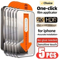 5Pcs Oleophobic Coating Dust Free Easy Installation Screen Protector for IPhone 13 11 12 14 15 16Pro Max Mini 16 15 Plus Glass