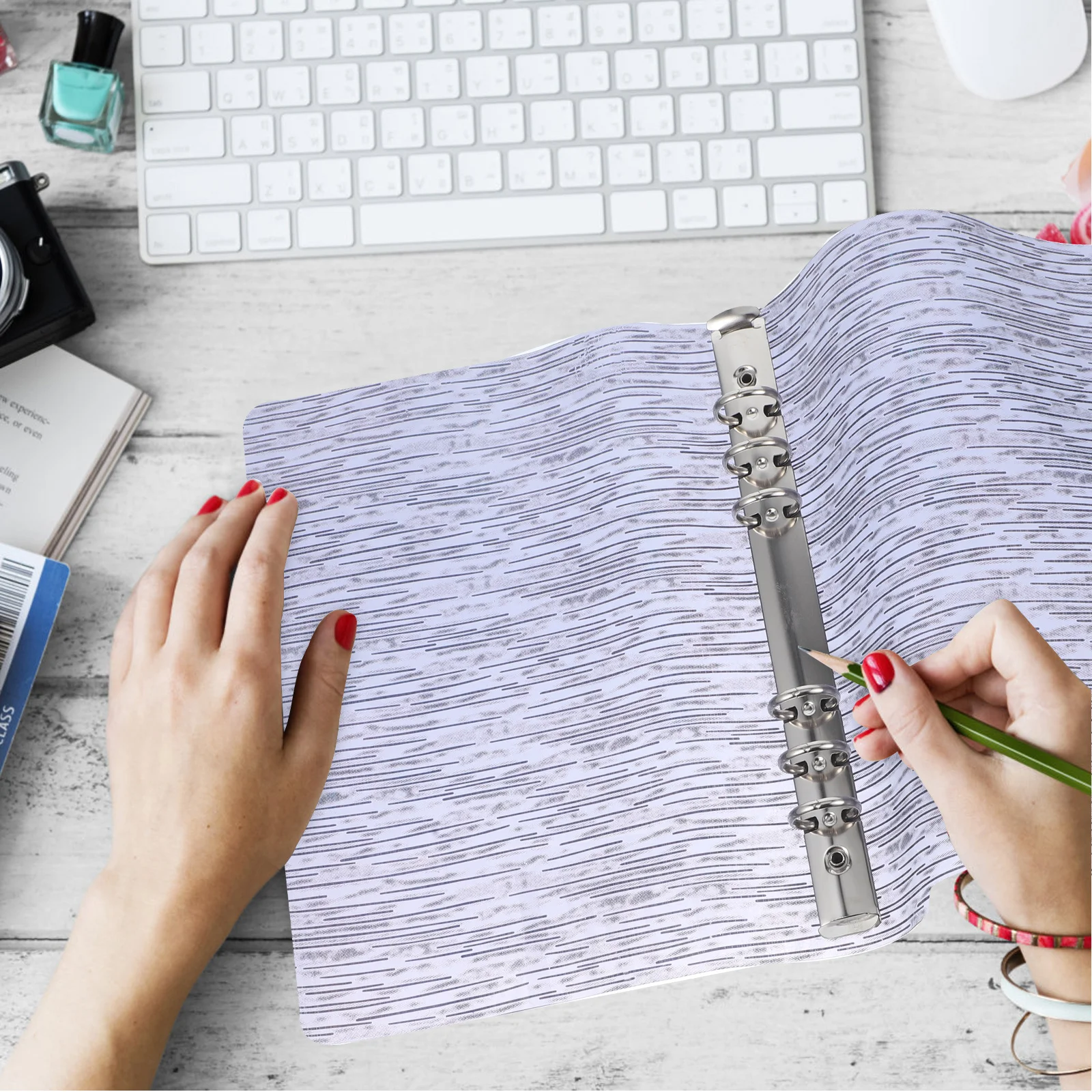 

Stylish A5 6-Ring Binder File Holder Wear-Resistant Document Paper Organizer Heavy Duty Notebook Cover Hand Account