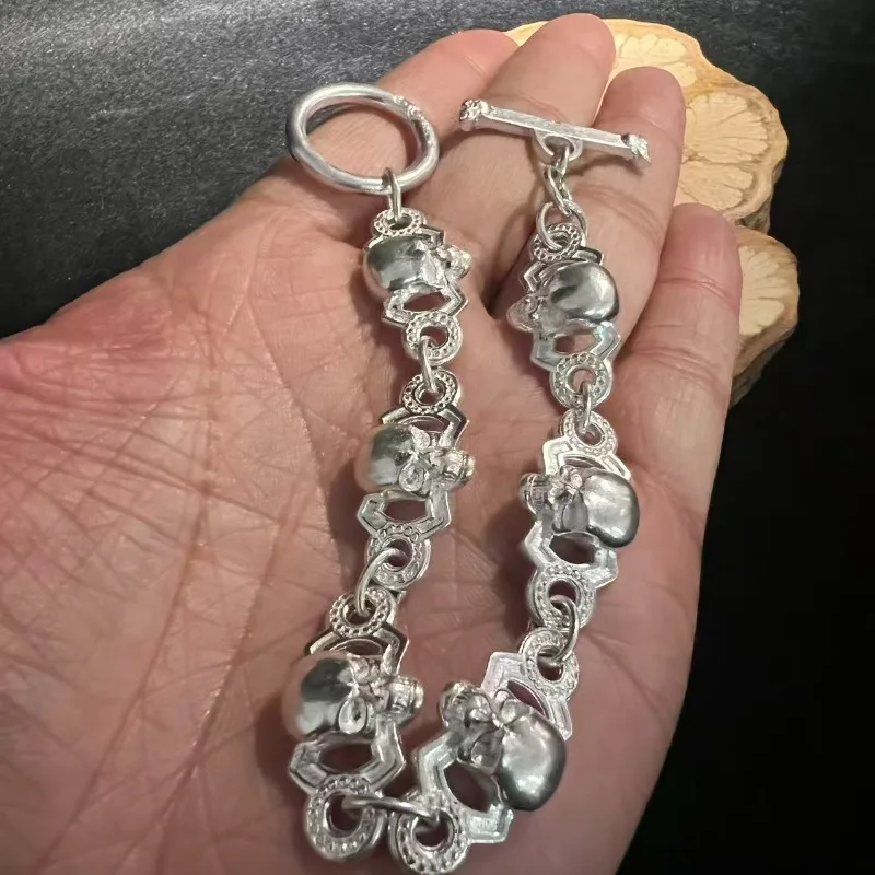 2026 Hot Tibetan Silver Skull Bracelet, God's Blessing Fortune & Evil Warding, Vintage Unisex Jewelry, Perfect Personalized Gift