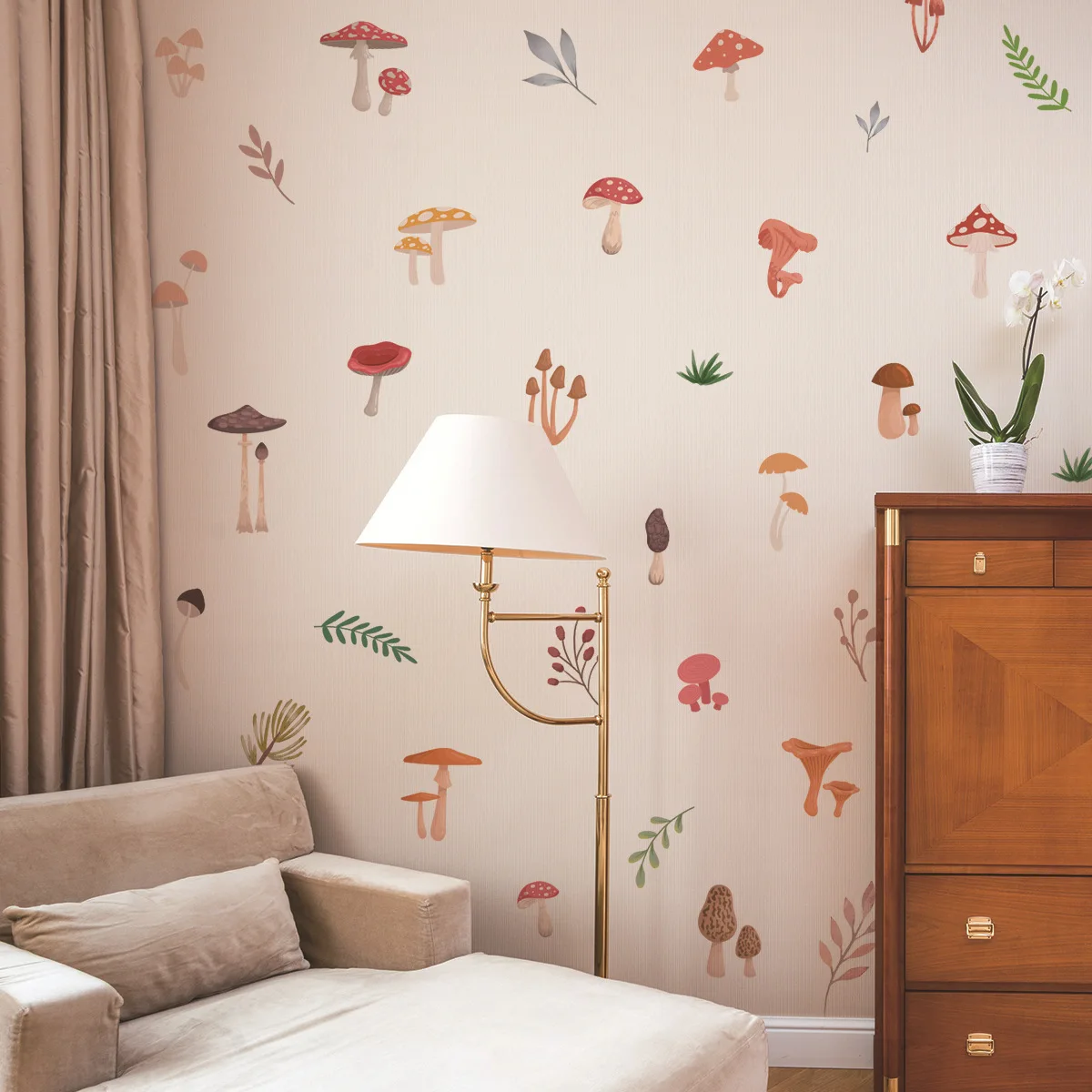 

Cartoon Cute Mushroom Grass Leaves Wall Sticker Kids Room Wall Art Decoration for Bedroom Wall Decals Living Room DIY Waterproof