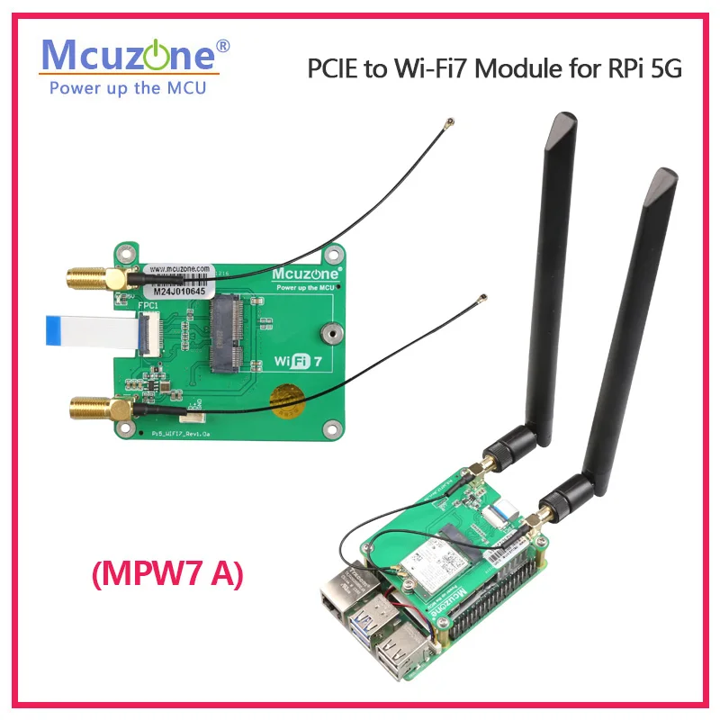 Imagem -04 - Raspberry pi Pcie para Módulo M.2 Wifi7 Be200ax210ax200 Suporte Google Tpuwif6e Modelo: Mpw7