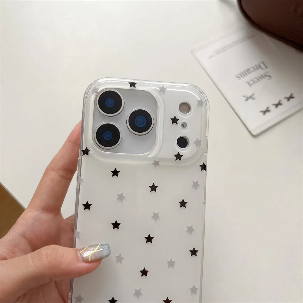 Korean INS simple star mobile phone case for iPhone 17 Pro Max 13 14 15 Pro 16 cover cute cartoon protection Cases For 16 Pro 17