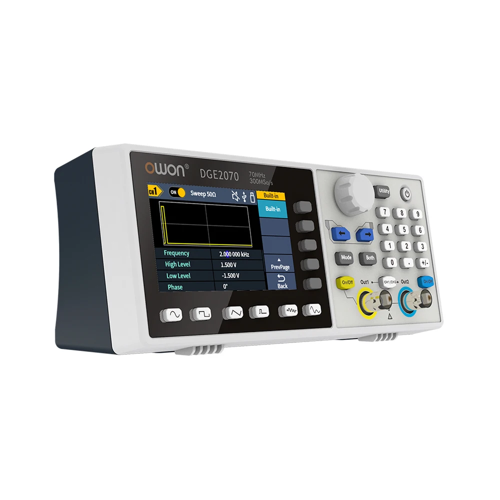 OWON DGE2070 Benchtop Arbitrary Waveform Generator 2Ch 35Mhz 70MHz 300MSa/s 14Bits Vertical Resolution AWG Machine DGE2035