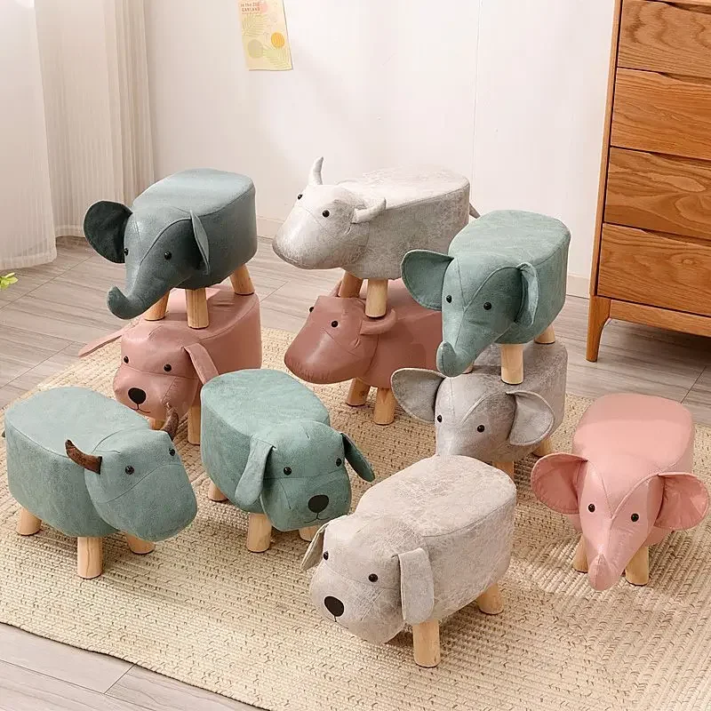 

Elephant Animal Stools Small Household Living Room Doorways Shoe Changing Stools Low Ottomans Furniture Solid Wood Pouf Stool