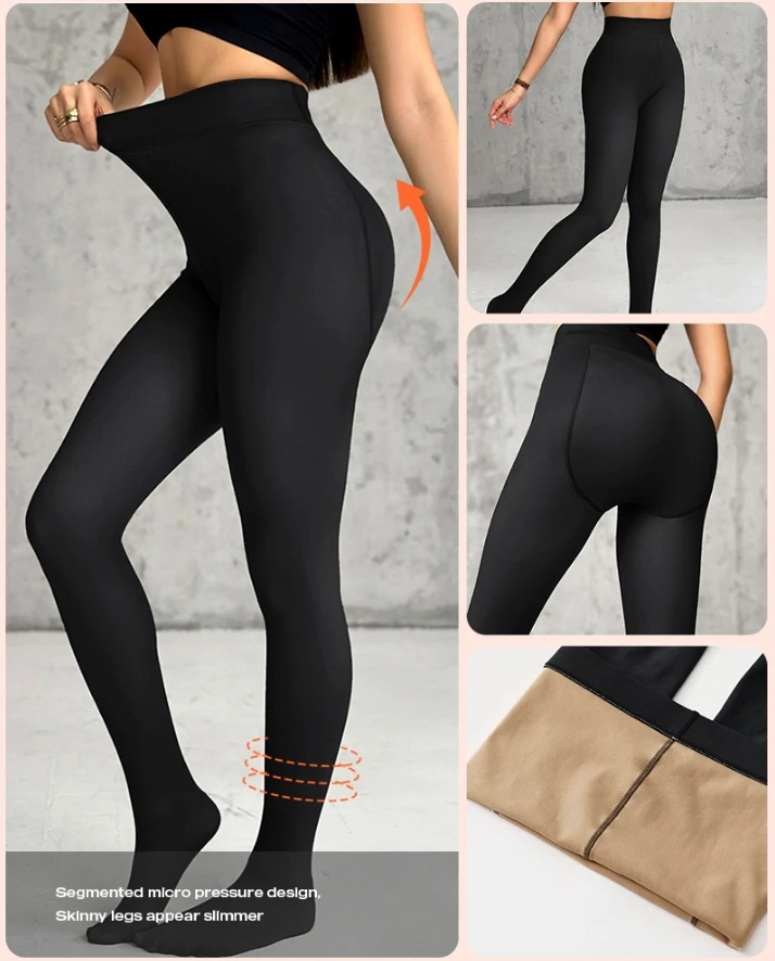 Abbigliamento donna Inverno Casual 2 pezzi 80 g (senza pile) Vita alta Controllo della pancia Elasticità Leggings con gambe Pantaloni attillati solidi