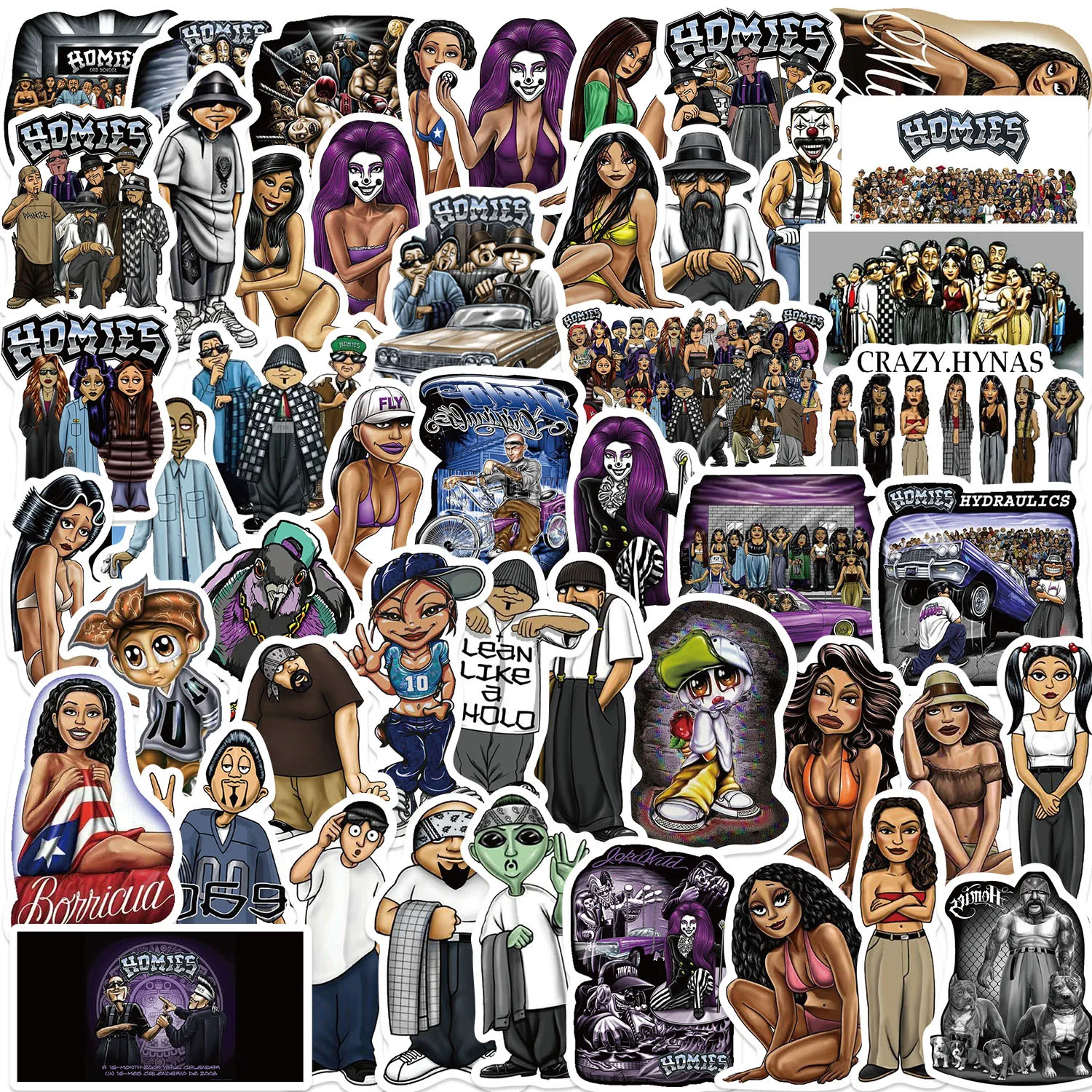 50PCS Rap Greeting Homies Fun Brother Friend Cartoon Sticker DIY Phone Laptop Luggage Skateboard Graffiti Decals Fun