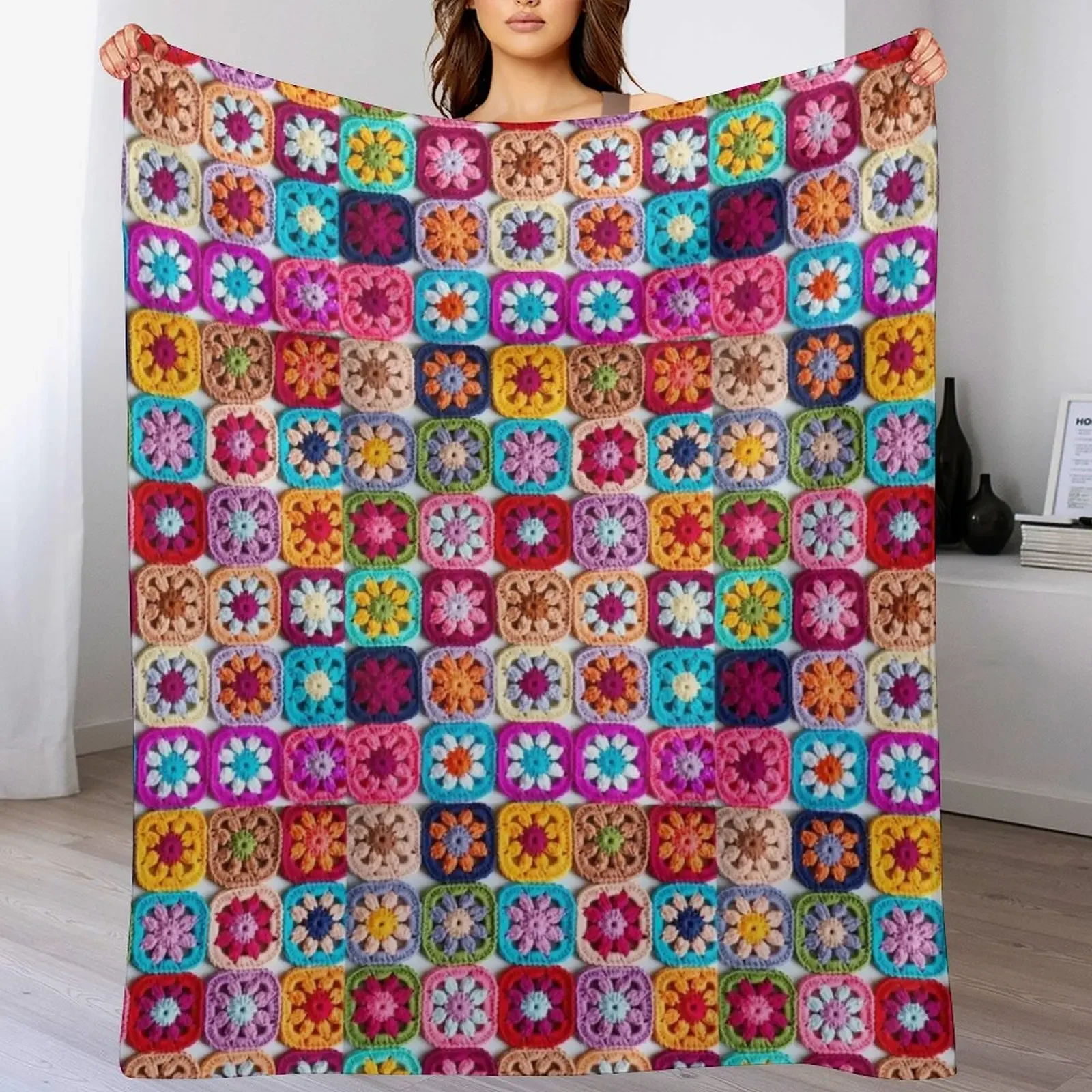 

knitted background granny square Throw Blanket christmas decoration Sofa Throw Large Blankets