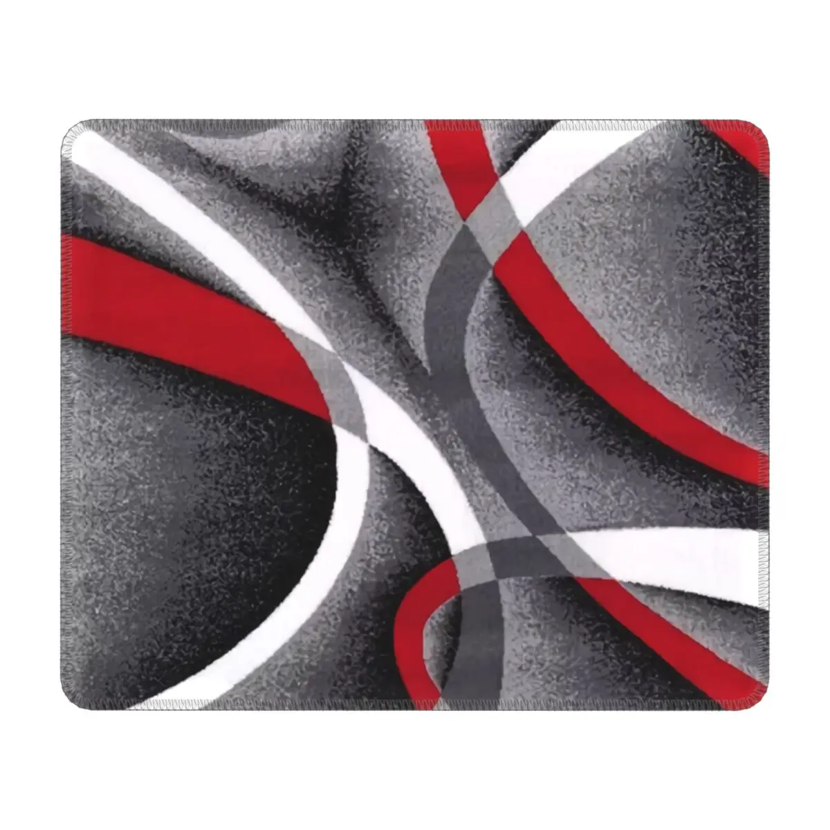 Modern Abstract Gray Red Swirls Rug Mouse Pad Gaming Mousepad Non-Slip Rubber Base Geometric Persian Style Office Computer Mat