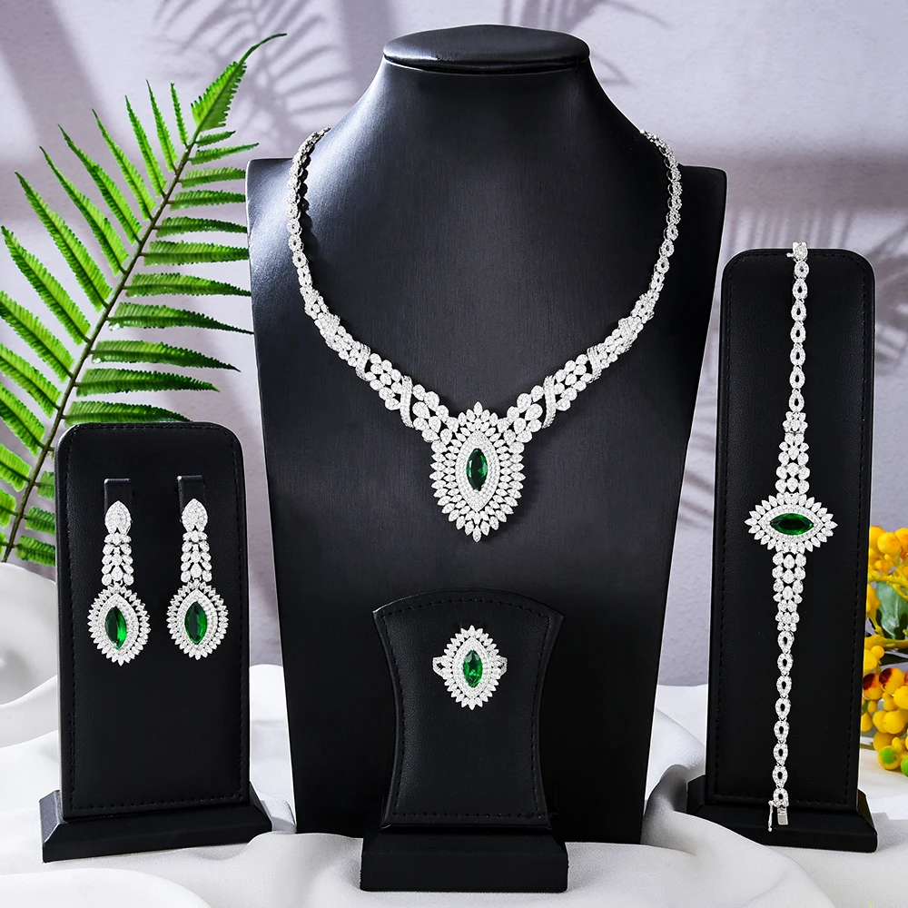 GODKI Luxury Feather Leaf African Jewelry Sets Necklace Earrings Bangle Ring Set For Women Wedding Jewelry Trendy HOT New 2023