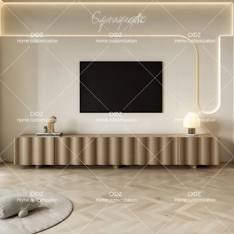 Nordic Solid Wood TV Cabinet with Rock Slab Top Modern Simple Wall Mounted Audio Visual Storage Unit Floor Standing Media